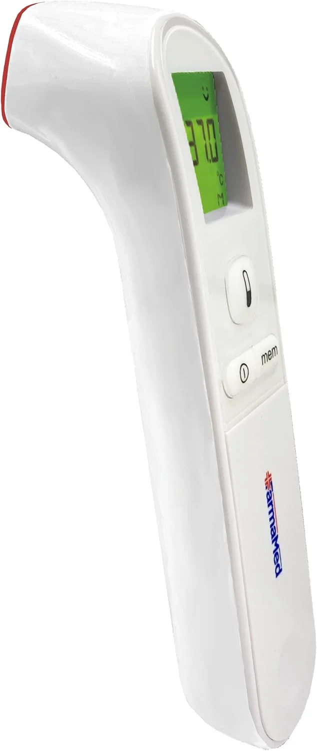 دماسنج دیجیتال مادون قرمز پیشانی غیر تماسی FARMAMED، مناسب برای نوزادان، کودکان و بزرگسالان، دارای صفحه نمایش با نور پس زمینه 3 رنگ