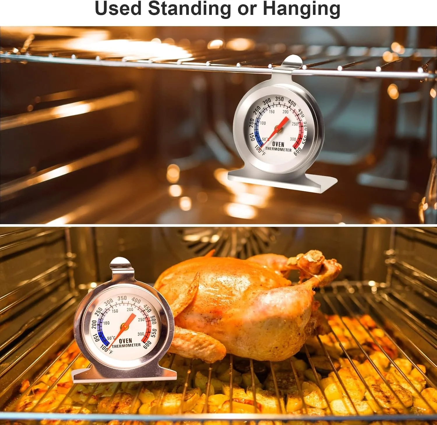 دماسنج دقیق فر eWINNER، دماسنج پخت و پز با صفحه بزرگ برای نظارت بر فر و گریل، دارای دو مقیاس 50-300 درجه سانتیگراد / 100-600 درجه فارنهایت برای پخت BBQ، دارای قلاب یا قابلیت ایستادن به تنهایی، ساخته شده از فولاد بادوام دماسنج دقیق فر eWINNER، دماسنج پخت و پز با صفحه بزرگ برای نظارت بر فر و گریل، دارای دو مقیاس 50-300 درجه سانتیگراد / 100-600 درجه فارنهایت برای پخت BBQ، دارای قلاب یا قابلیت ایستادن به تنهایی، ساخته شده از فولاد بادوام