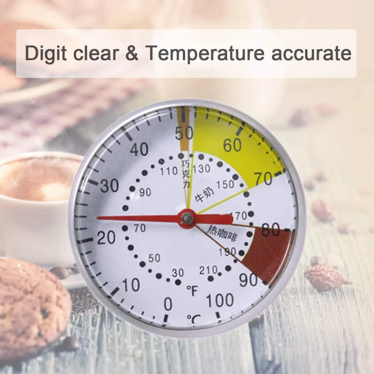 دماسنج عقربه ای فوری خوان فونیتو با صفحه 45 میلی متری، بهترین برای نوشیدنی های قهوه و فوم شیر شکلاتی دماسنج عقربه ای فوری خوان فونیتو با صفحه 45 میلی متری، بهترین برای نوشیدنی های قهوه و فوم شیر شکلاتی