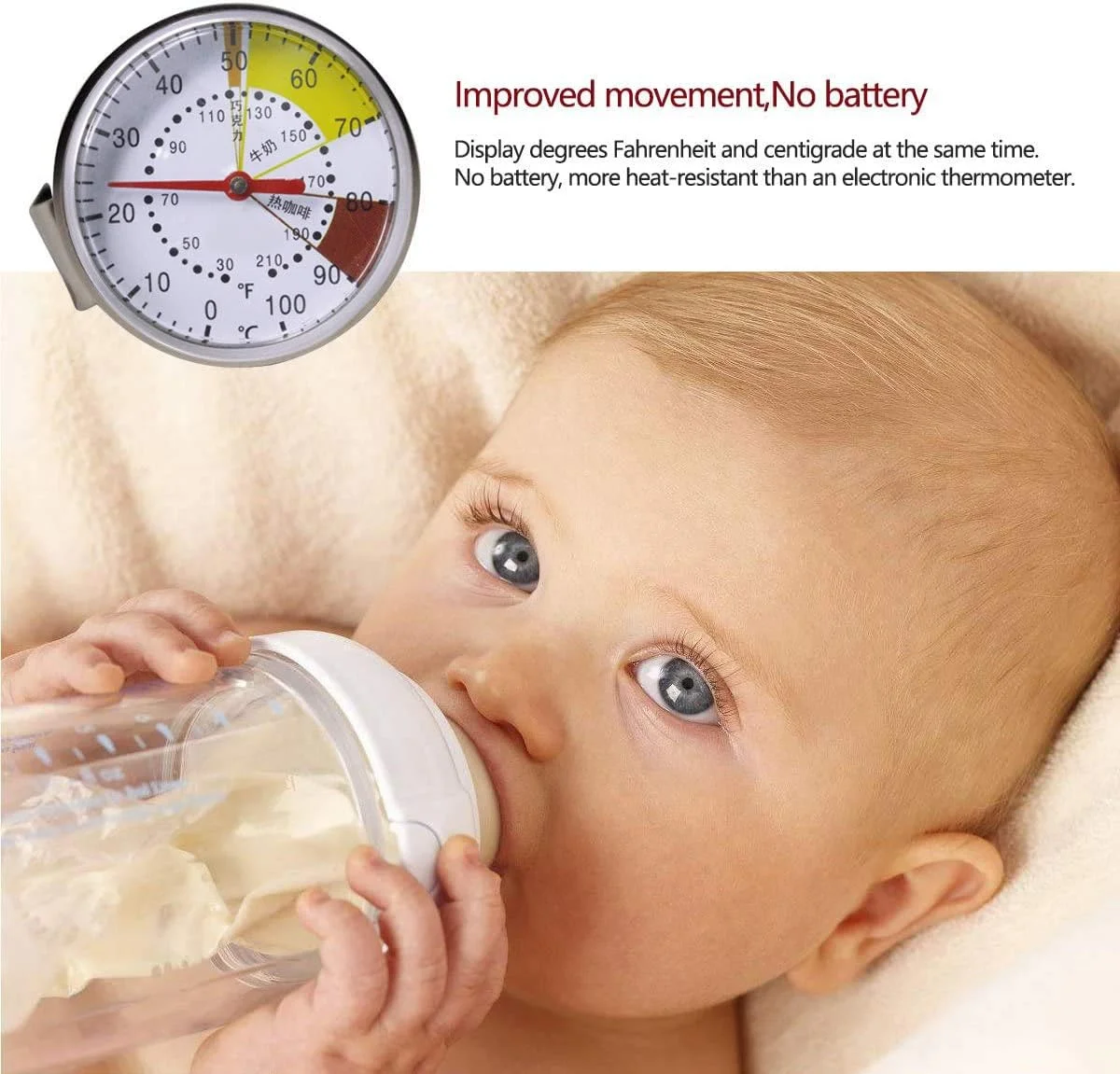 دماسنج عقربه ای فوری خوان فونیتو با صفحه 45 میلی متری، بهترین برای نوشیدنی های قهوه و فوم شیر شکلاتی دماسنج عقربه ای فوری خوان فونیتو با صفحه 45 میلی متری، بهترین برای نوشیدنی های قهوه و فوم شیر شکلاتی