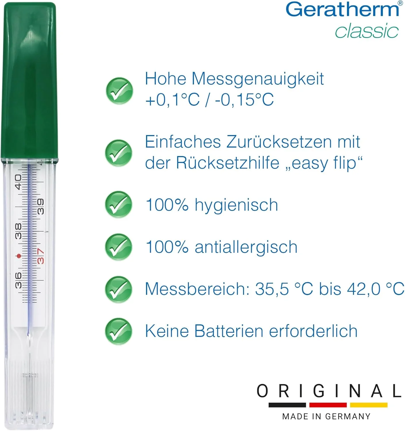 دماسنج آنالوگ کلاسیک گرماترم برای تب بدون جیوه - دقت مادام العمر - ساخت آلمان دماسنج آنالوگ کلاسیک گرماترم برای تب بدون جیوه - دقت مادام العمر - ساخت آلمان