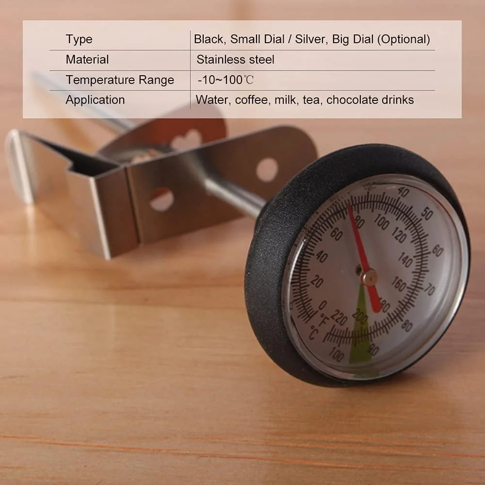 دماسنج قهوه Hingers - صفحه آنالوگ -10 تا 100 درجه سانتیگراد - خوانش فوری - میله استیل ضد زنگ - برای شیر، قهوه، نوشیدنی شکلاتی دماسنج قهوه Hingers - صفحه آنالوگ -10 تا 100 درجه سانتیگراد - خوانش فوری - میله استیل ضد زنگ - برای شیر، قهوه، نوشیدنی شکلاتی