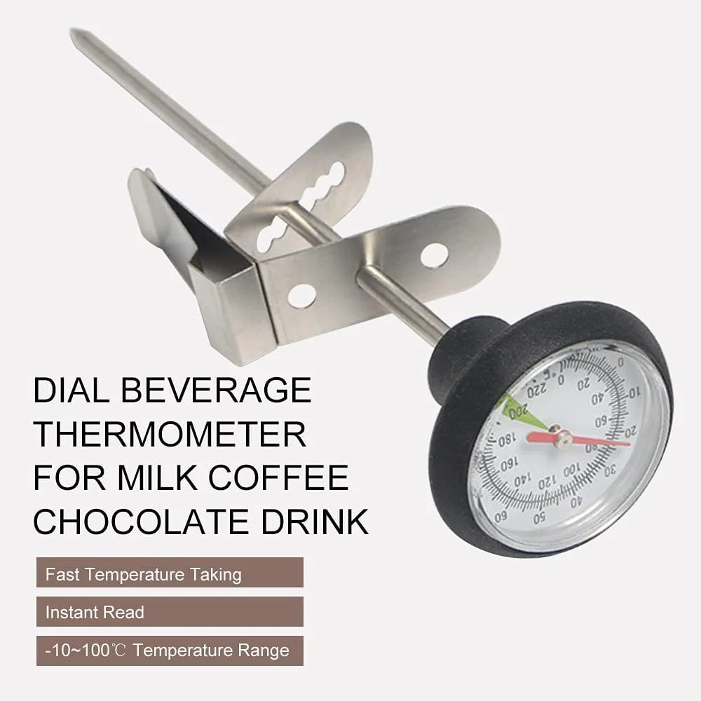 دماسنج قهوه Hingers - صفحه آنالوگ -10 تا 100 درجه سانتیگراد - خوانش فوری - میله استیل ضد زنگ - برای شیر، قهوه، نوشیدنی شکلاتی دماسنج قهوه Hingers - صفحه آنالوگ -10 تا 100 درجه سانتیگراد - خوانش فوری - میله استیل ضد زنگ - برای شیر، قهوه، نوشیدنی شکلاتی
