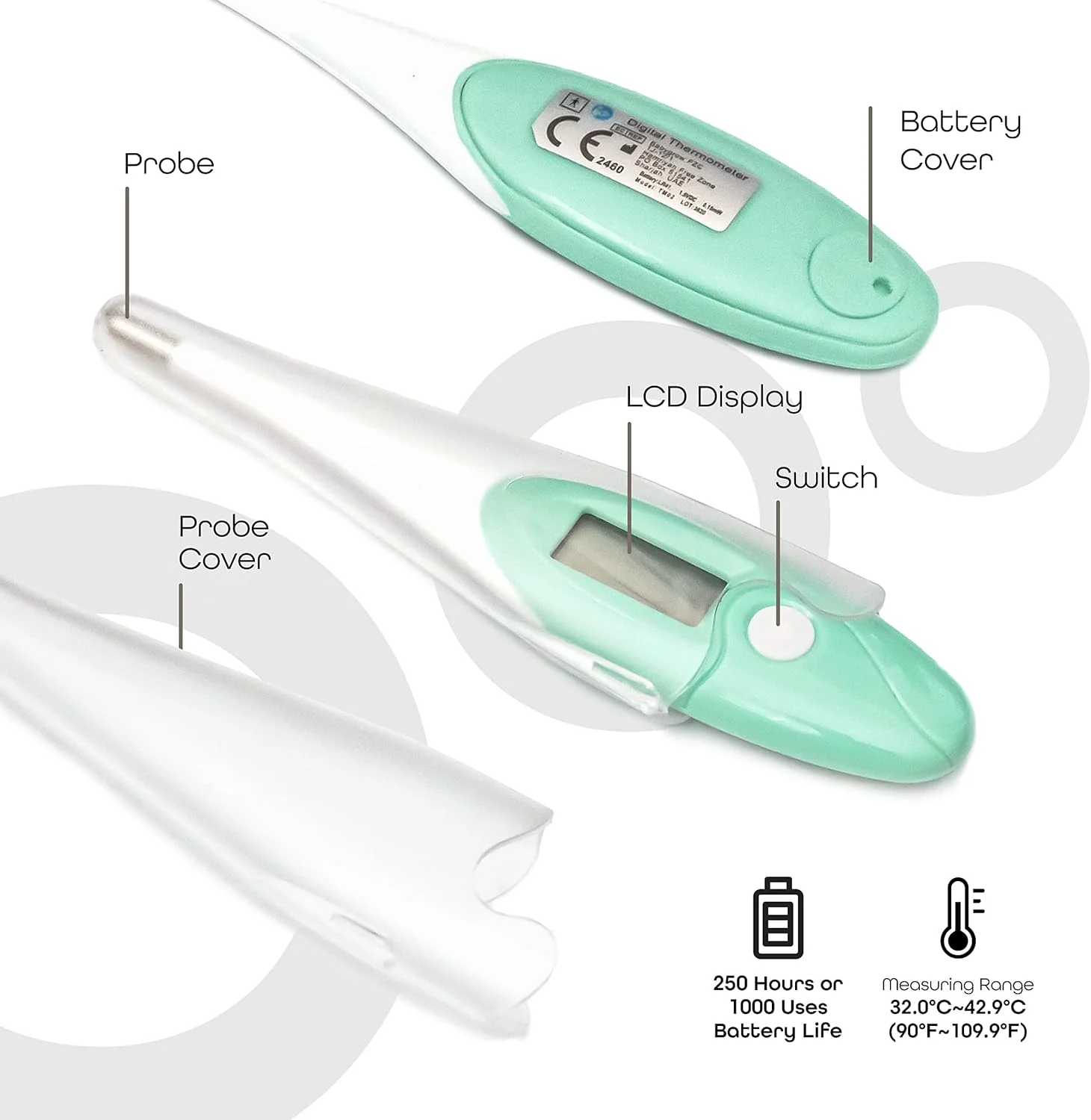 دماسنج دیجیتالی ماه، مناسب کودکان و بزرگسالان، دماسنج پزشکی دیجیتالی LCD برای اندازهگیری دمای بدن از طریق دهان، مقعد و زیر بغل دماسنج دیجیتالی ماه، مناسب کودکان و بزرگسالان، دماسنج پزشکی دیجیتالی LCD برای اندازهگیری دمای بدن از طریق دهان، مقعد و زیر بغل