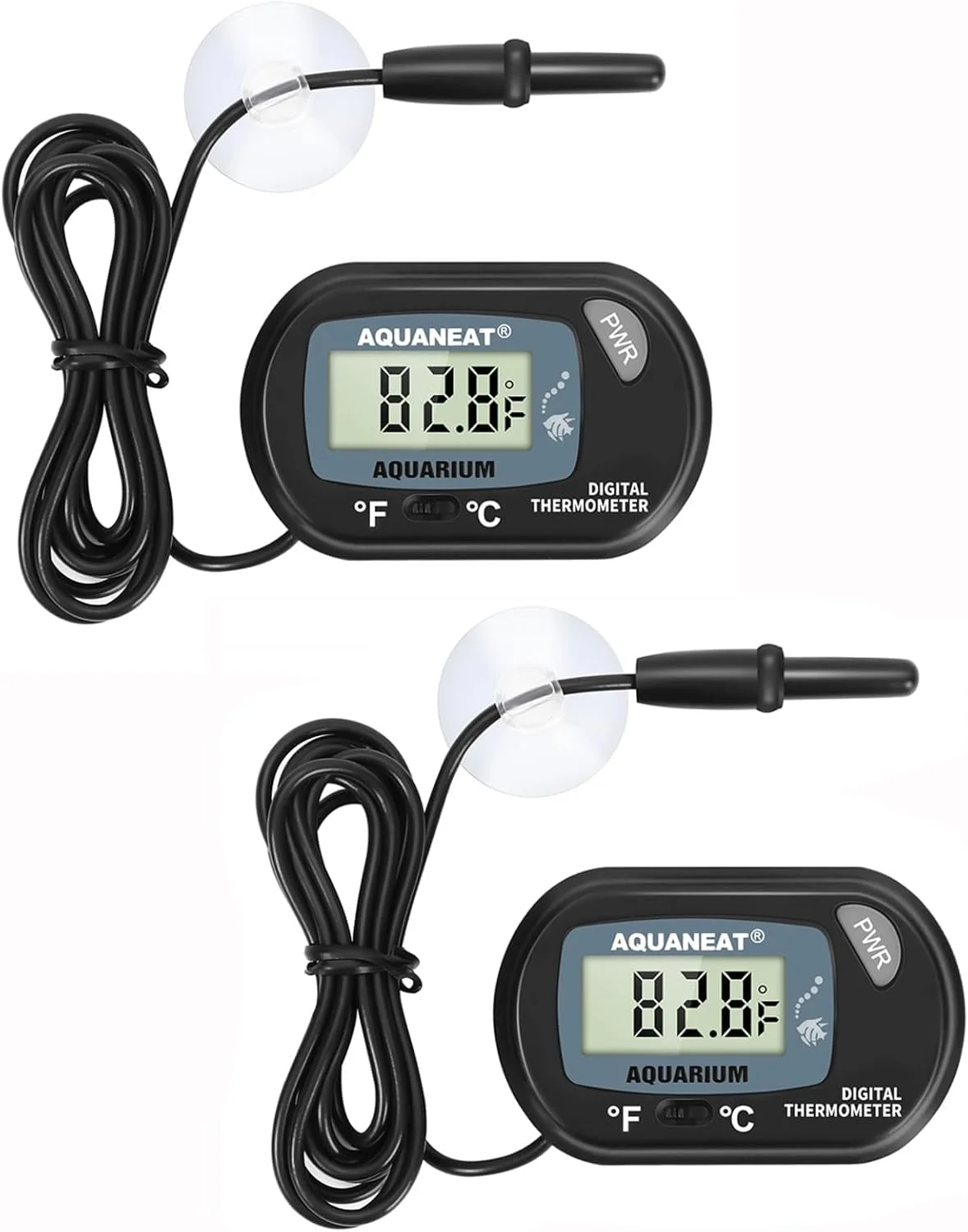 دماسنج آکواریوم MAKINGTEC، بسته 2 عددی، دماسنج دیجیتال، دماسنج تراریوم، تست دمای آب تراریوم، با صفحه نمایش LCD بزرگ