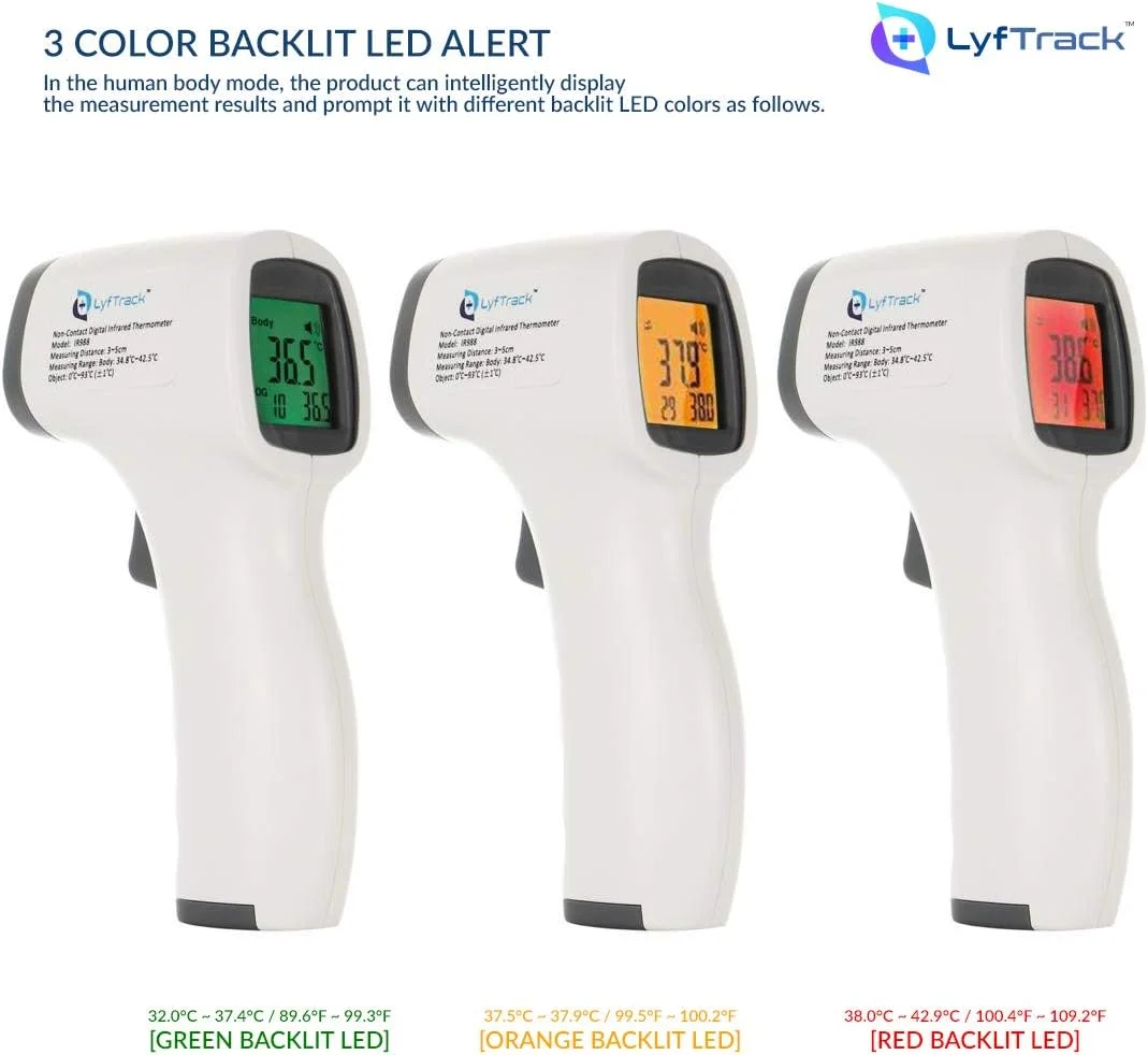 دماسنج مادون قرمز دیجیتال غیر تماسی LCD، اندازه گیری دمای بدن و اشیا، نمایشگر 3 رنگ با عملکرد حافظه، IR988 مشکی دماسنج مادون قرمز دیجیتال غیر تماسی LCD، اندازه گیری دمای بدن و اشیا، نمایشگر 3 رنگ با عملکرد حافظه، IR988 مشکی