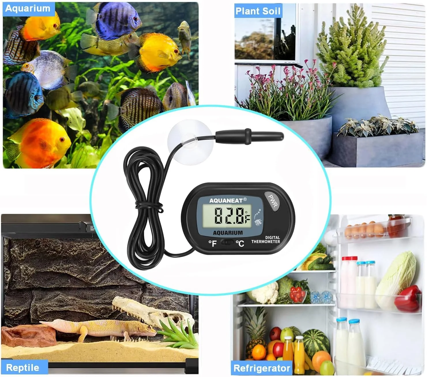 دماسنج آکواریوم MAKINGTEC، بسته 2 عددی، دماسنج دیجیتال، دماسنج تراریوم، تست دمای آب تراریوم، با صفحه نمایش LCD بزرگ دماسنج آکواریوم MAKINGTEC، بسته 2 عددی، دماسنج دیجیتال، دماسنج تراریوم، تست دمای آب تراریوم، با صفحه نمایش LCD بزرگ