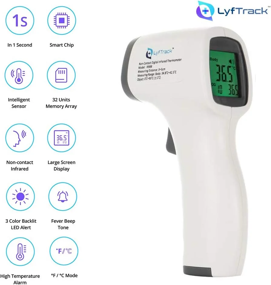دماسنج مادون قرمز دیجیتال غیر تماسی LCD، اندازه گیری دمای بدن و اشیا، نمایشگر 3 رنگ با عملکرد حافظه، IR988 مشکی دماسنج مادون قرمز دیجیتال غیر تماسی LCD، اندازه گیری دمای بدن و اشیا، نمایشگر 3 رنگ با عملکرد حافظه، IR988 مشکی