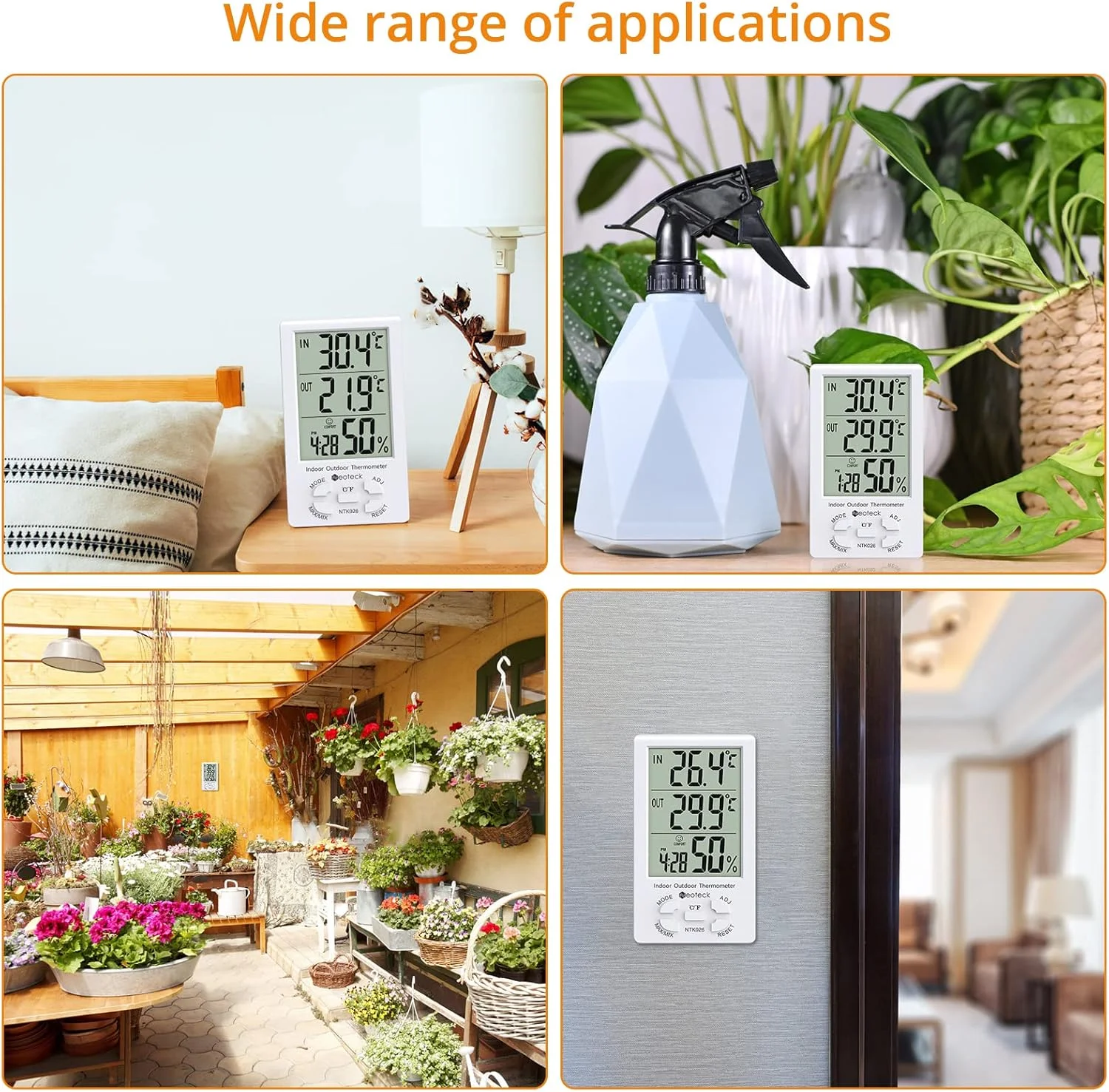 دماسنج دیجیتال Neoteck 2 در 1، رطوبت سنج، دقت سنجش دما و رطوبت با صفحه نمایش بزرگ LCD و سیم سنسور 1.5 متری، مدیریت تهویه هوا برای استفاده در محیط داخلی و خارجی دماسنج دیجیتال Neoteck 2 در 1، رطوبت سنج، دقت سنجش دما و رطوبت با صفحه نمایش بزرگ LCD و سیم سنسور 1.5 متری، مدیریت تهویه هوا برای استفاده در محیط داخلی و خارجی