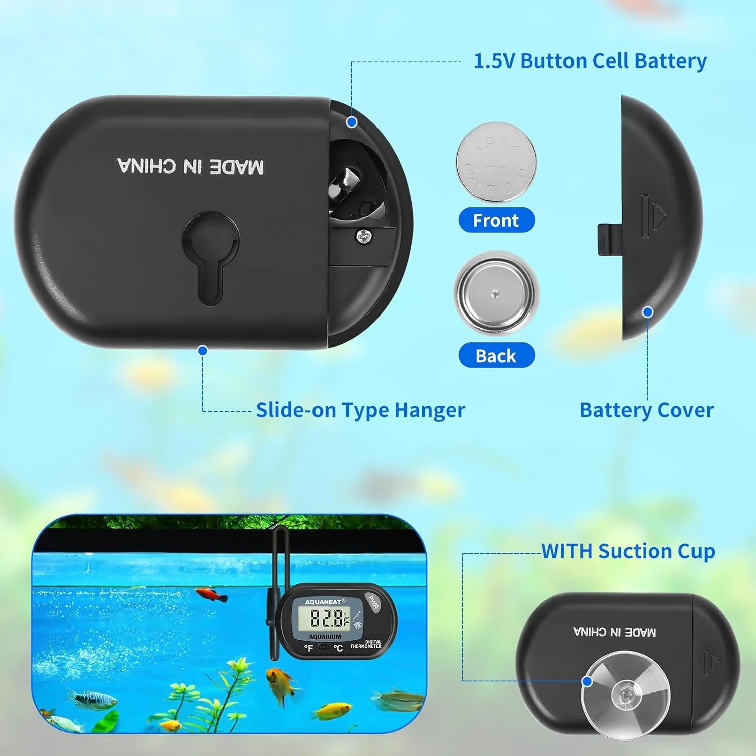 دماسنج آکواریوم MAKINGTEC، بسته 2 عددی، دماسنج دیجیتال، دماسنج تراریوم، تست دمای آب تراریوم، با صفحه نمایش LCD بزرگ دماسنج آکواریوم MAKINGTEC، بسته 2 عددی، دماسنج دیجیتال، دماسنج تراریوم، تست دمای آب تراریوم، با صفحه نمایش LCD بزرگ