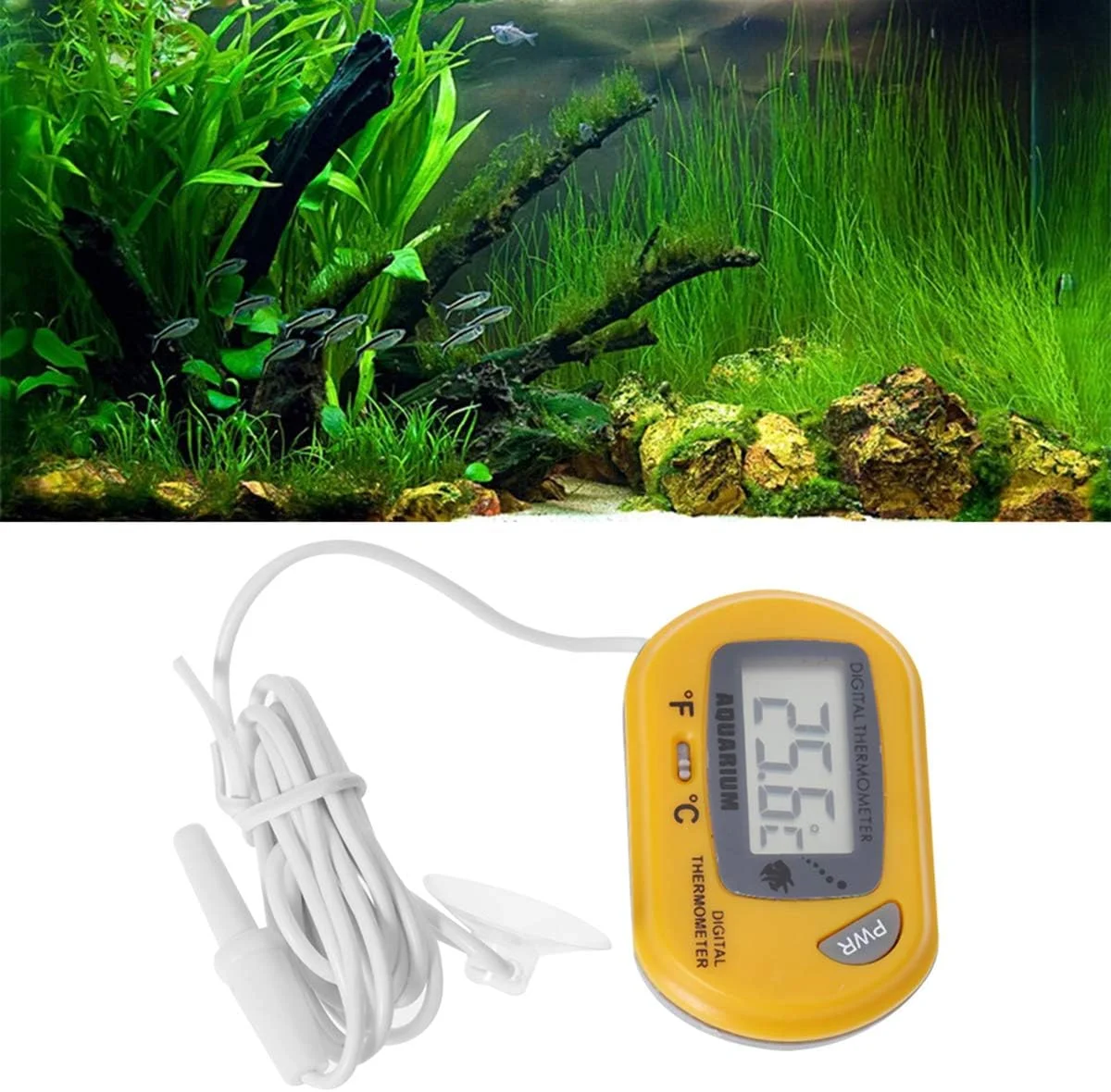 POPETPOP 2 عدد دماسنج LCD دیجیتال برای آکواریوم، تانک ماهی، ویواریوم، تراریوم خزندگان (زرد) POPETPOP 2 عدد دماسنج LCD دیجیتال برای آکواریوم، تانک ماهی، ویواریوم، تراریوم خزندگان (زرد)