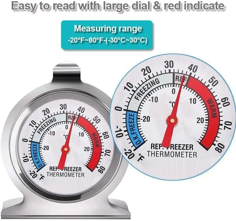 دماسنج یخچال 2 عددی، 30- تا 30+ درجه سانتیگراد / 20- تا 80+ درجه فارنهایت، دماسنج آنالوگ کلاسیک یخچال با صفحه بزرگ و نشانگر قرمز برای فریزر و خنک کننده دماسنج یخچال 2 عددی، 30- تا 30+ درجه سانتیگراد / 20- تا 80+ درجه فارنهایت، دماسنج آنالوگ کلاسیک یخچال با صفحه بزرگ و نشانگر قرمز برای فریزر و خنک کننده