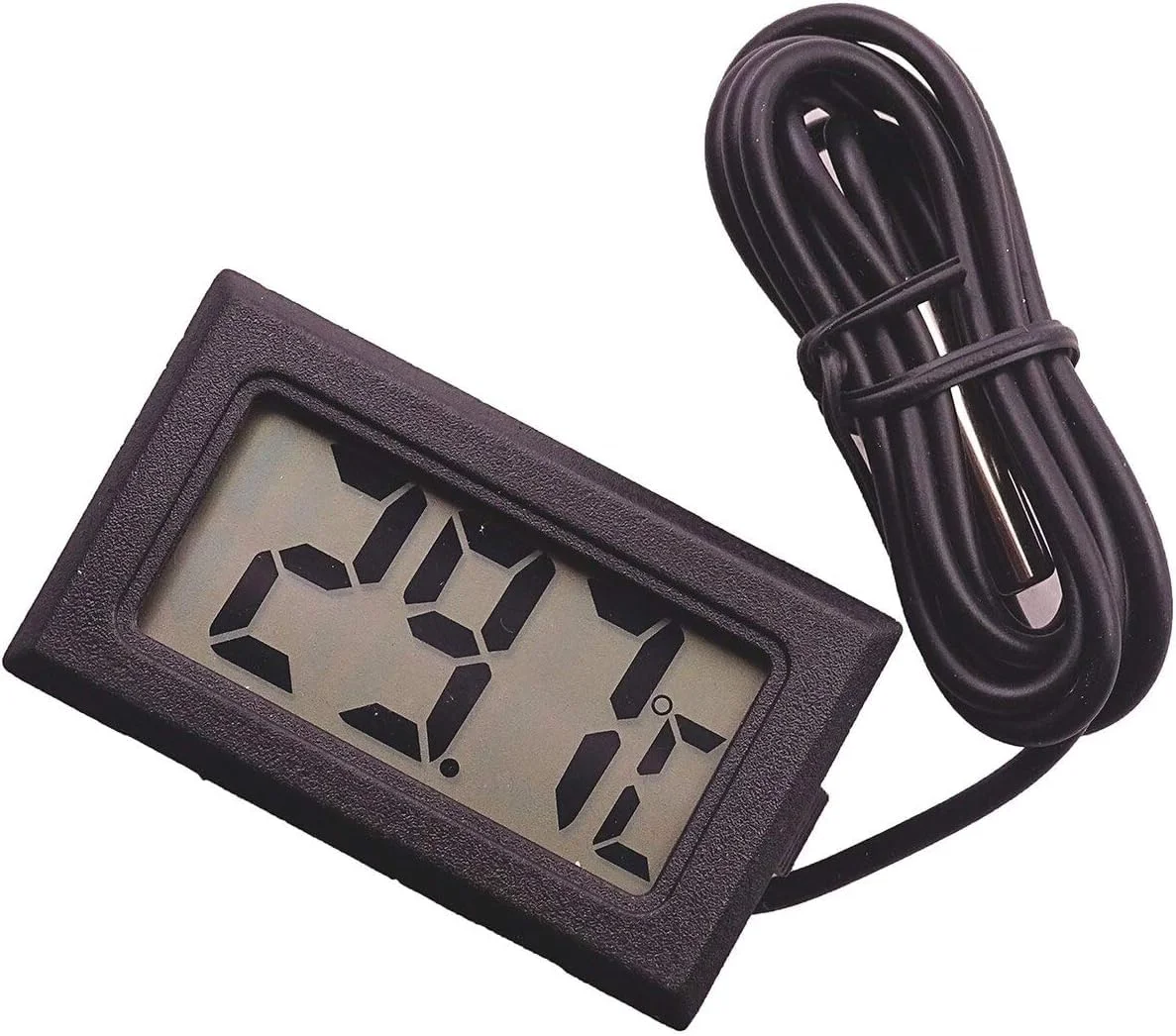 دماسنج دیجیتال LCD با سنسور و پروب برای یخچال و فریزر (مشکی، 1 متر، بدون باتری)