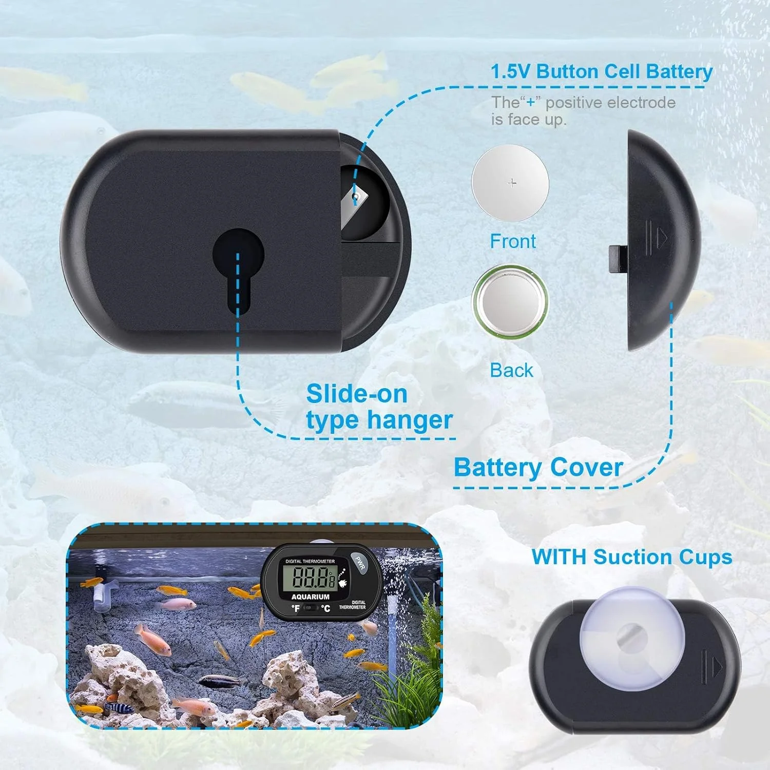 دماسنج آب TERRIFI، بسته 2 عددی، دماسنج آکواریوم با سیم 1 متری، فارنهایت/سانتیگراد (℉/℃)، ایده آل برای خودرو، تراریوم خزندگان، آکواریوم و یخچال. دماسنج آب TERRIFI، بسته 2 عددی، دماسنج آکواریوم با سیم 1 متری، فارنهایت/سانتیگراد (℉/℃)، ایده آل برای خودرو، تراریوم خزندگان، آکواریوم و یخچال.