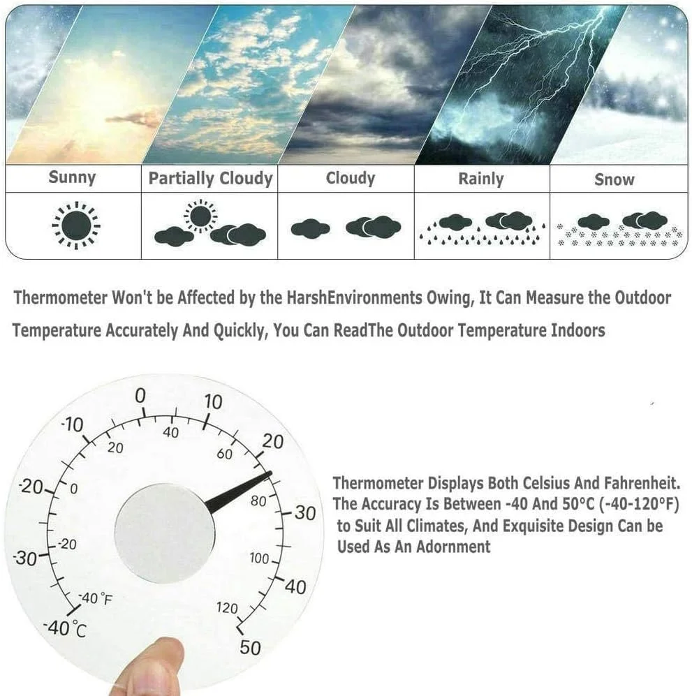 دماسنج پنجره TERRIFI، بدون نیاز به باتری، صفحه شفاف، دماسنج هواشناسی، قرائت دقیق برای خانه، دفتر، پاسیو، استخر، دماهای فضای باز و داخلی دماسنج پنجره TERRIFI، بدون نیاز به باتری، صفحه شفاف، دماسنج هواشناسی، قرائت دقیق برای خانه، دفتر، پاسیو، استخر، دماهای فضای باز و داخلی