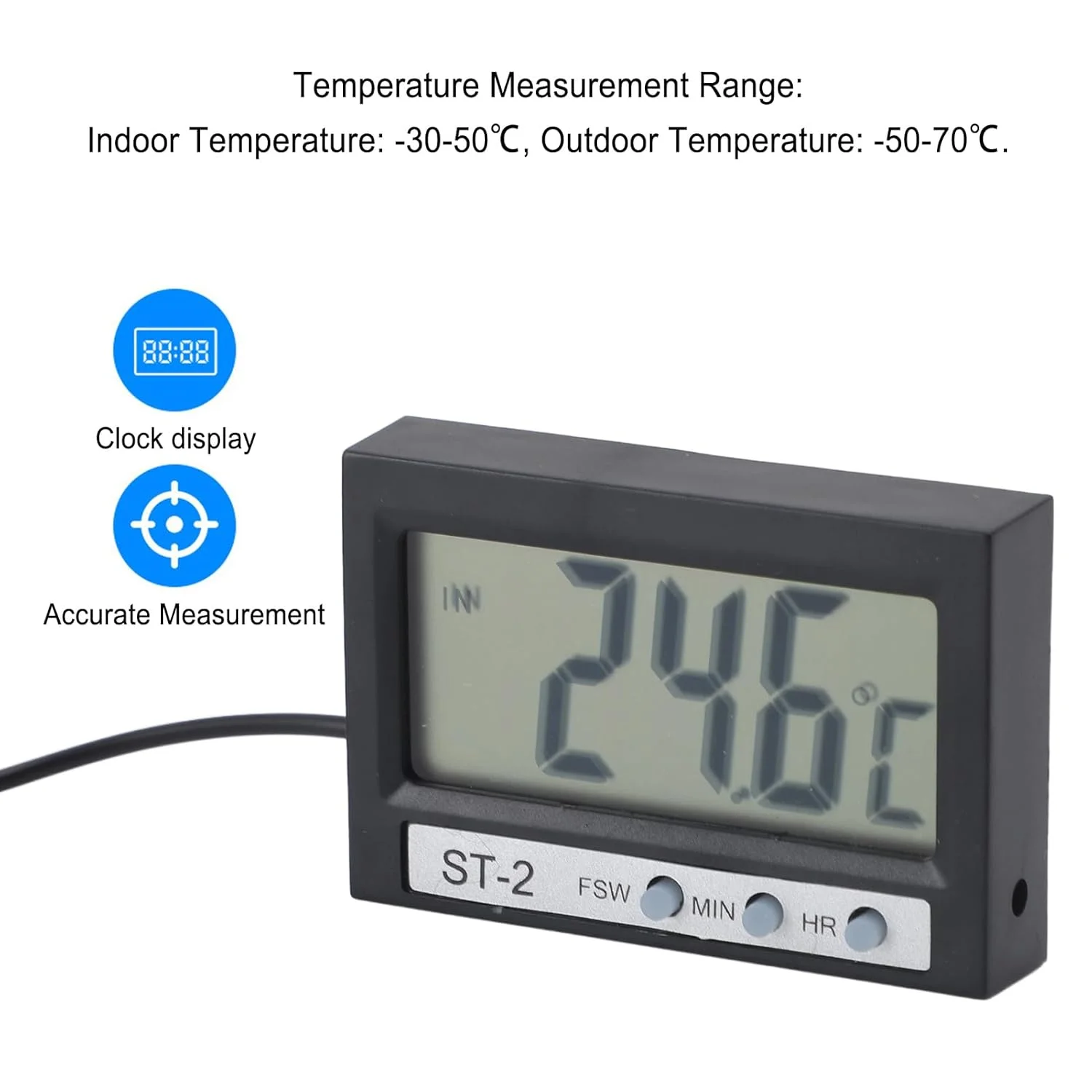 دماسنج خودرو، دماسنج دوگانه داخلی و خارجی با کاربرد گسترده و نصب آسان برای آکواریوم و یخچال