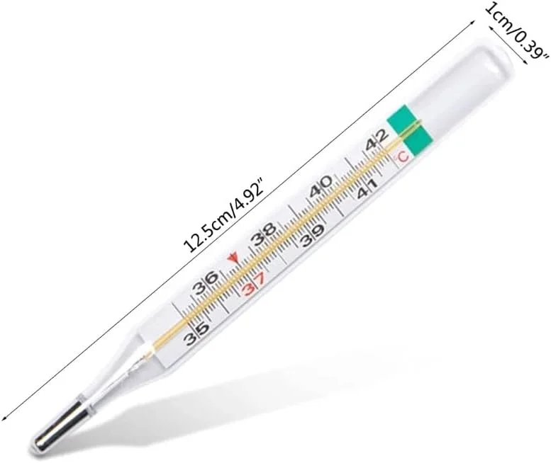 دماسنج شیشه ای بدون جیوه با صفحه نمایش بزرگ، دستگاه اندازه گیری دمای بالینی، دماسنج مناسب کودکان و بزرگسالان، 1 عدد