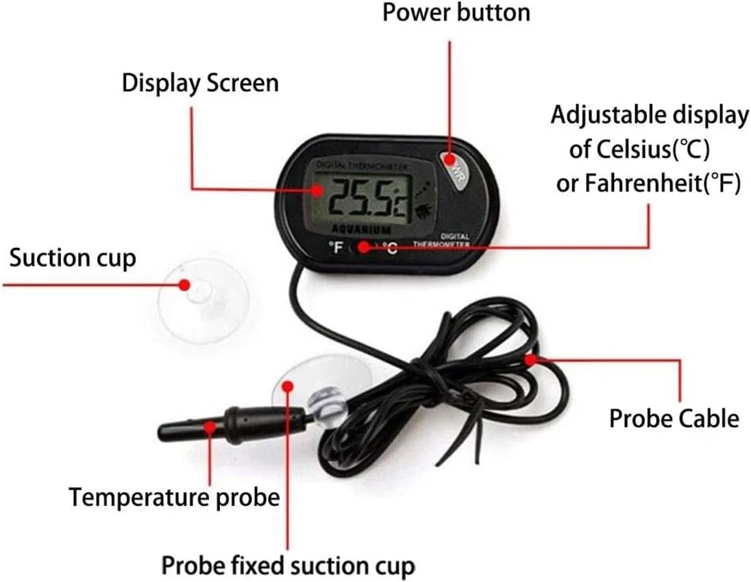 دماسنج دیجیتال LCD با پروب خارجی برای خودرو، آکواریوم، یخچال، فریزر، دستگاه جوجه کشی و حیوانات خانگی، اندازه گیری بر حسب سانتیگراد دماسنج دیجیتال LCD با پروب خارجی برای خودرو، آکواریوم، یخچال، فریزر، دستگاه جوجه کشی و حیوانات خانگی، اندازه گیری بر حسب سانتیگراد