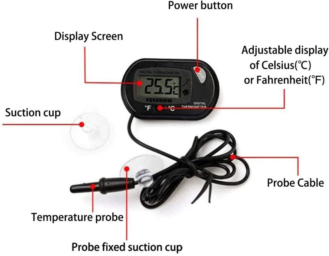 دماسنج دیجیتال LCD با پروب خارجی برای خودرو، آکواریوم ماهی، یخچال، فریزر، دستگاه جوجه کشی، حیوانات خانگی، اندازه گیری دما بر حسب سانتیگراد دماسنج دیجیتال LCD با پروب خارجی برای خودرو، آکواریوم ماهی، یخچال، فریزر، دستگاه جوجه کشی، حیوانات خانگی، اندازه گیری دما بر حسب سانتیگراد