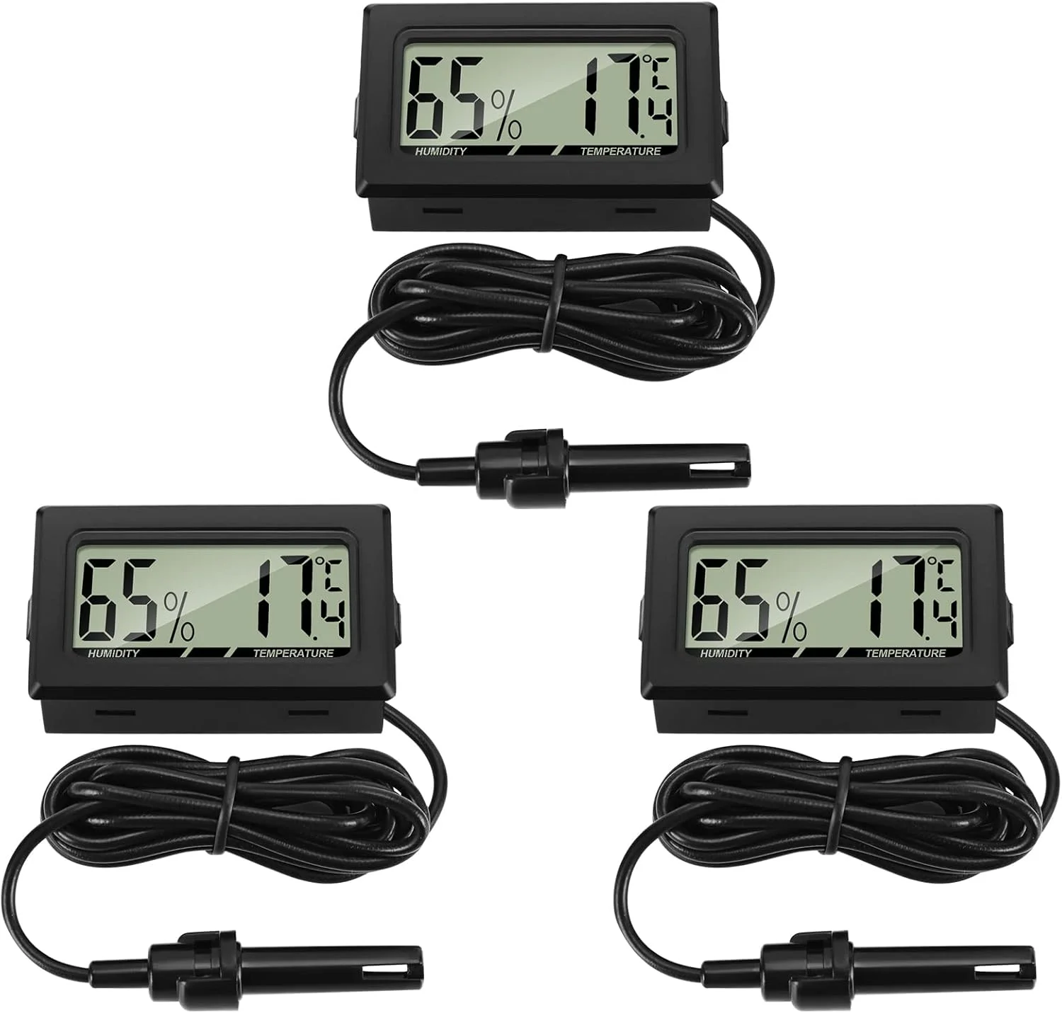 دماسنج رطوبت سنج دیجیتال با پروب، دماسنج و رطوبت سنج برای دستگاه جوجه کشی، مرغداری، دفتر کار، اتاق نشیمن 3 عدد دماسنج رطوبت سنج دیجیتال با پروب، دماسنج و رطوبت سنج برای دستگاه جوجه کشی، مرغداری، دفتر کار، اتاق نشیمن 3 عدد