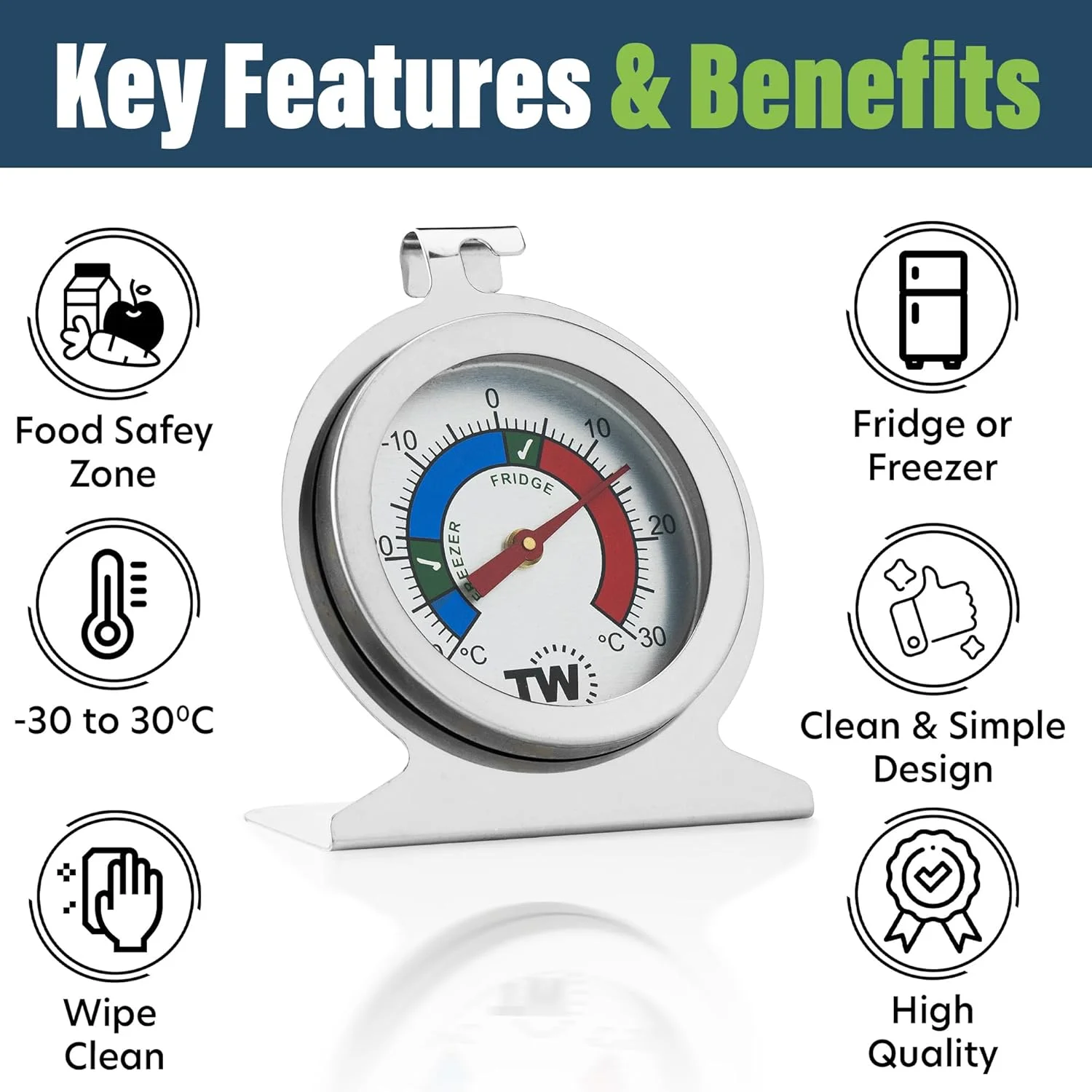 دماسنج یخچال و فریزر، بسته دوتایی - 1 دماسنج یخچال و 1 دماسنج فریزر دماسنج یخچال و فریزر، بسته دوتایی - 1 دماسنج یخچال و 1 دماسنج فریزر