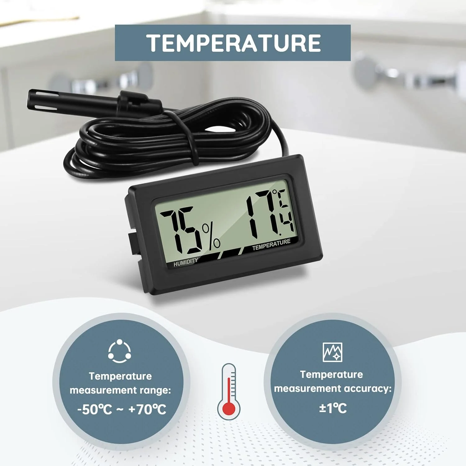 دماسنج رطوبت سنج دیجیتال با پروب، دماسنج و رطوبت سنج برای دستگاه جوجه کشی، مرغداری، دفتر کار، اتاق نشیمن 3 عدد دماسنج رطوبت سنج دیجیتال با پروب، دماسنج و رطوبت سنج برای دستگاه جوجه کشی، مرغداری، دفتر کار، اتاق نشیمن 3 عدد