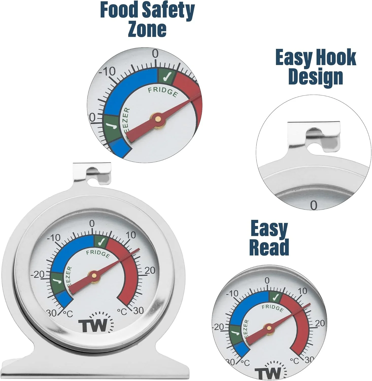 دماسنج یخچال و فریزر، بسته دوتایی - 1 دماسنج یخچال و 1 دماسنج فریزر دماسنج یخچال و فریزر، بسته دوتایی - 1 دماسنج یخچال و 1 دماسنج فریزر