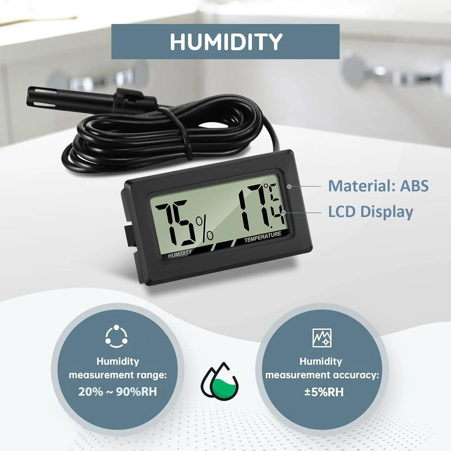 دماسنج رطوبت سنج دیجیتال با پروب، دماسنج و رطوبت سنج برای دستگاه جوجه کشی، مرغداری، دفتر کار، اتاق نشیمن 3 عدد دماسنج رطوبت سنج دیجیتال با پروب، دماسنج و رطوبت سنج برای دستگاه جوجه کشی، مرغداری، دفتر کار، اتاق نشیمن 3 عدد