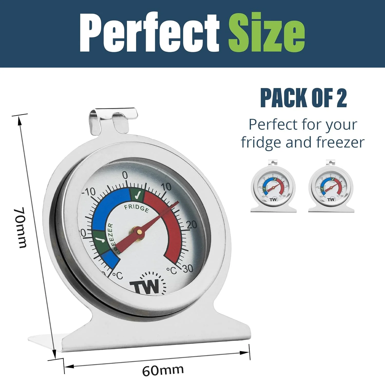 دماسنج یخچال و فریزر، بسته دوتایی - 1 دماسنج یخچال و 1 دماسنج فریزر دماسنج یخچال و فریزر، بسته دوتایی - 1 دماسنج یخچال و 1 دماسنج فریزر