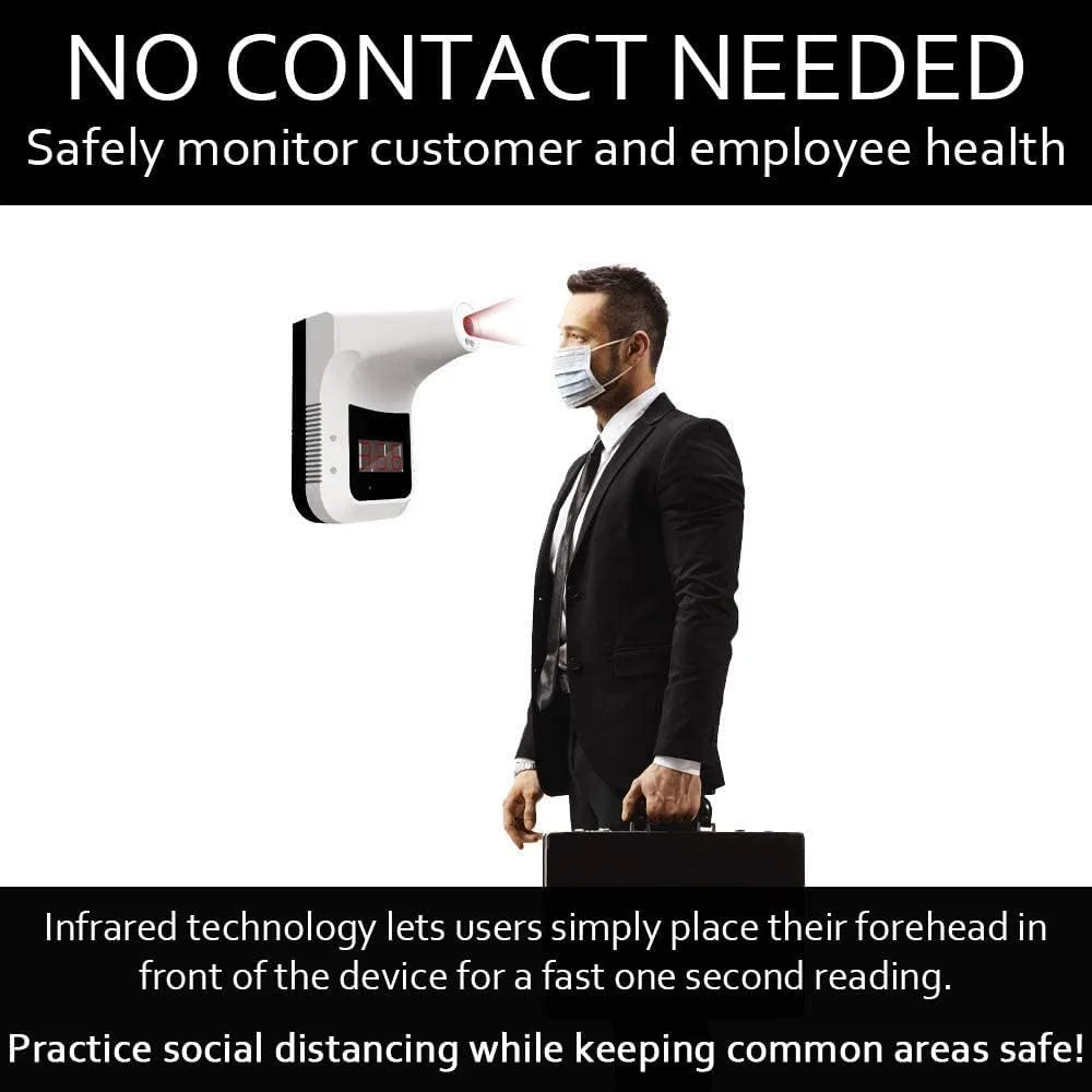 دماسنج مادون قرمز دیواری ZHYAN، دماسنج بالینی غیر تماسی، نصب روی دیوار، القای فوری 0.5 ثانیه، هشدار هوشمند دمای بالا