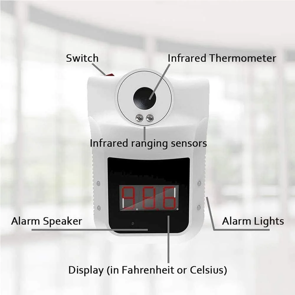 دماسنج مادون قرمز دیواری ZHYAN، دماسنج بالینی غیر تماسی، نصب روی دیوار، القای فوری 0.5 ثانیه، هشدار هوشمند دمای بالا
