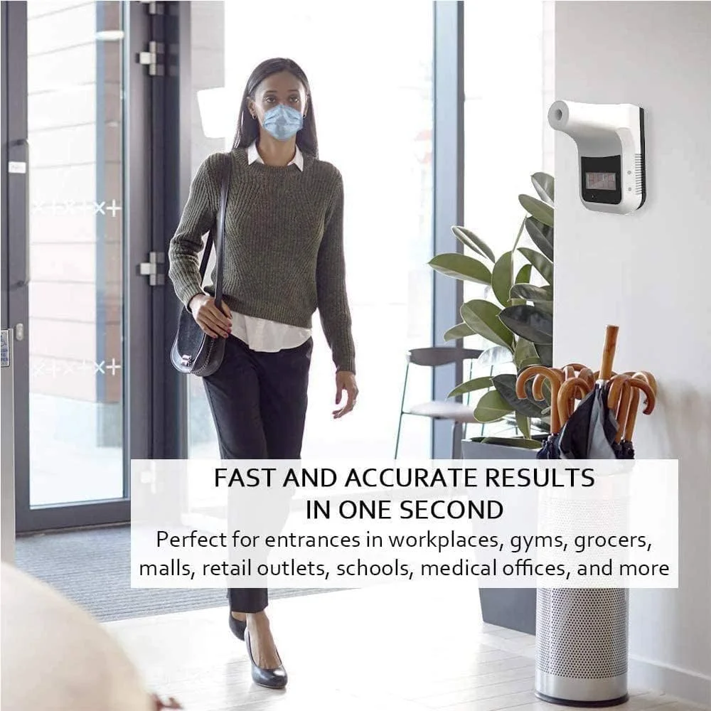 دماسنج مادون قرمز دیواری ZHYAN، دماسنج بالینی غیر تماسی، نصب روی دیوار، القای فوری 0.5 ثانیه، هشدار هوشمند دمای بالا