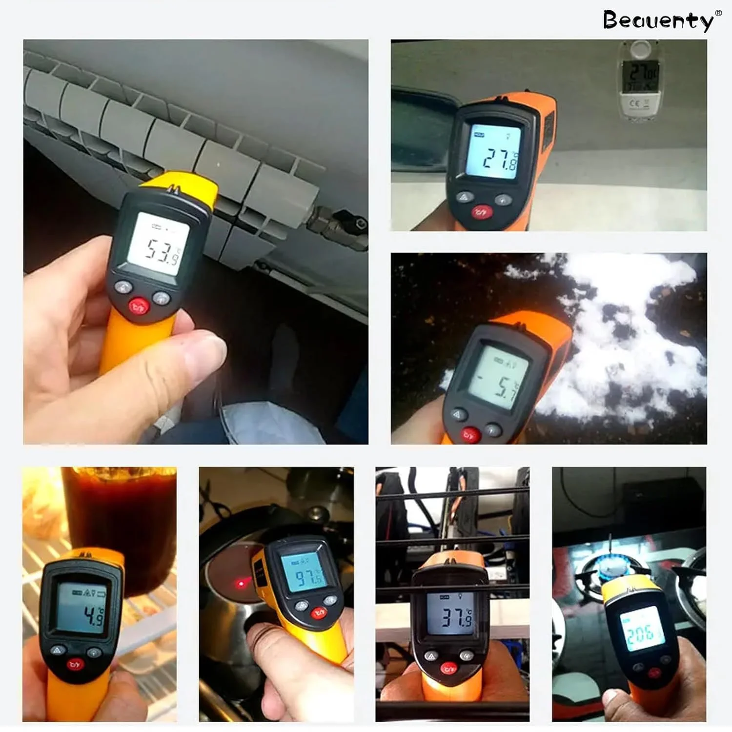 دماسنج لیزری مادون قرمز Beauenty، دماسنج دیجیتال سطح، -50°C تا 400°C، صنعتی، آشپزخانه، تهویه مطبوع، گریل، دماسنج گوشت دماسنج لیزری مادون قرمز Beauenty، دماسنج دیجیتال سطح، -50°C تا 400°C، صنعتی، آشپزخانه، تهویه مطبوع، گریل، دماسنج گوشت