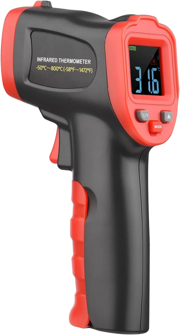 دوماری دماسنج مادون قرمز صفحه نمایش رنگی -50℃～800℃ /-58℉～1472℉ دماسنج لیزری IR تستر دمای دیجیتال غیر تماسی دستی پیرومتر دما برای آشپزی، باربیکیو، شکلات، پیتزا