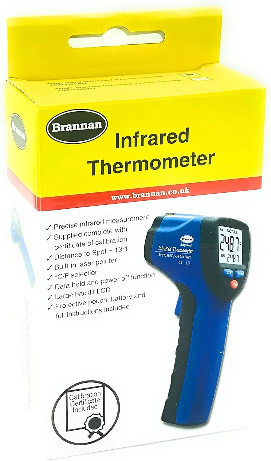 دماسنج مادون قرمز دستی برنان -50 تا 550 درجه سانتیگراد و فارنهایت دماسنج مادون قرمز دستی برنان -50 تا 550 درجه سانتیگراد و فارنهایت