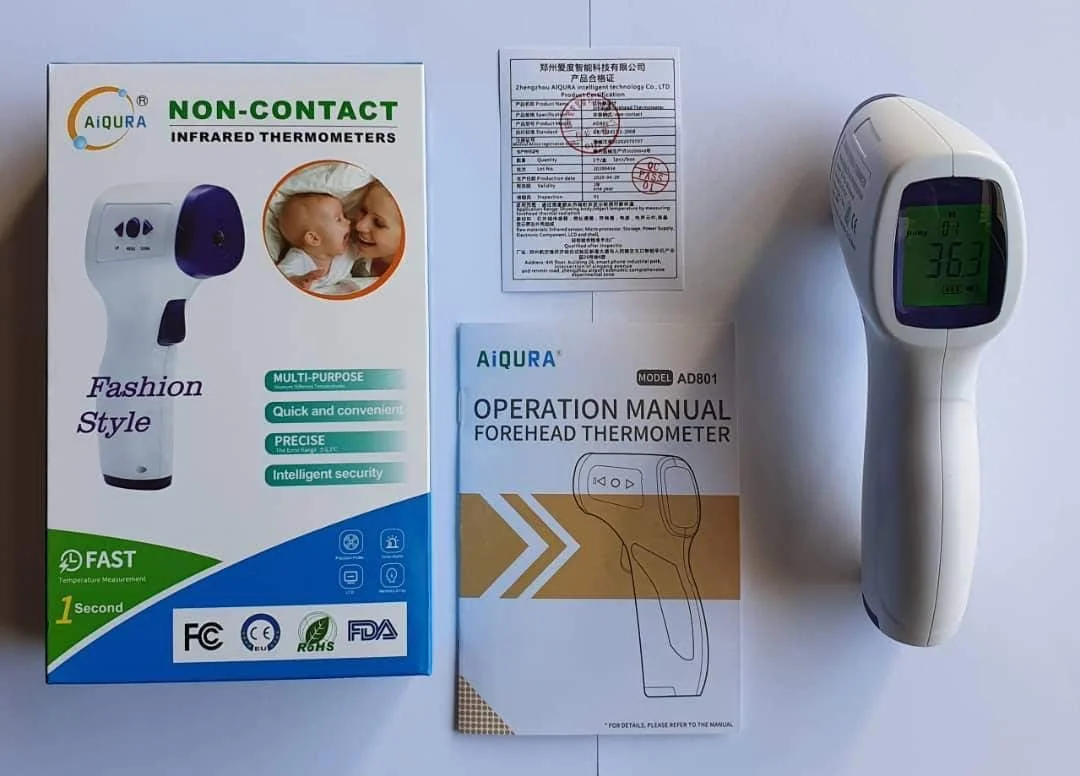 دماسنج مادون قرمز غیر تماسی Docooler-1، اندازه گیری دمای پیشانی با LCD و نور پس زمینه سه رنگ، نمایشگر دیجیتال، دقت ±0.2℃