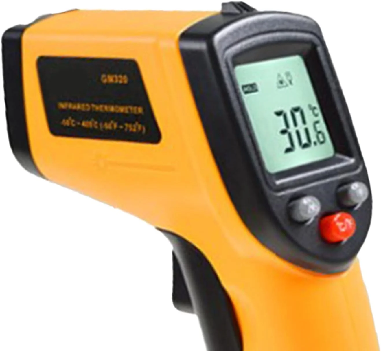 دماسنج مادون قرمز دیجیتال با قابلیت نشانه گذاری لیزری، دقت بالا، اندازه گیری سریع 500 میلی ثانیه، صفحه نمایش رنگی LCD و قابلیت تنظیم ضریب انتشار در واحدهای سانتیگراد و فارنهایت