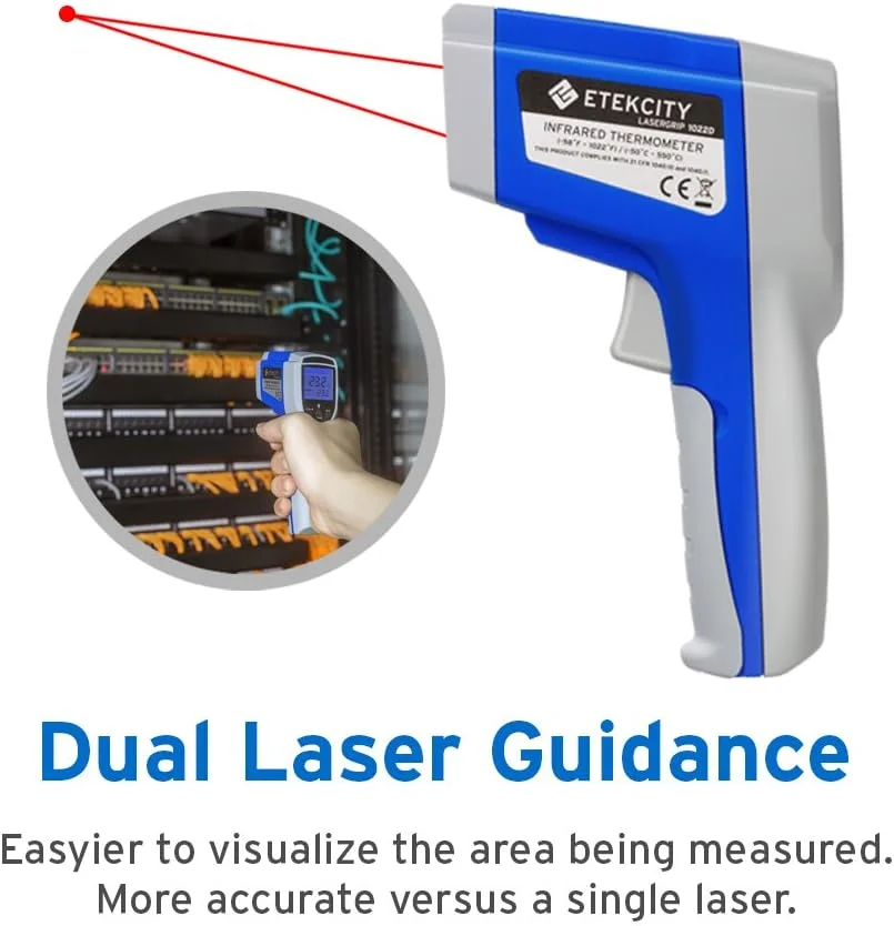 ترمومتر لیزری دیجیتال غیر تماسی Etekcity Lasergrip 774، دماسنج مادون قرمز -50 درجه سانتیگراد تا 380 درجه سانتیگراد، سایز استاندارد 783956540584 ترمومتر لیزری دیجیتال غیر تماسی Etekcity Lasergrip 774، دماسنج مادون قرمز -50 درجه سانتیگراد تا 380 درجه سانتیگراد، سایز استاندارد 783956540584