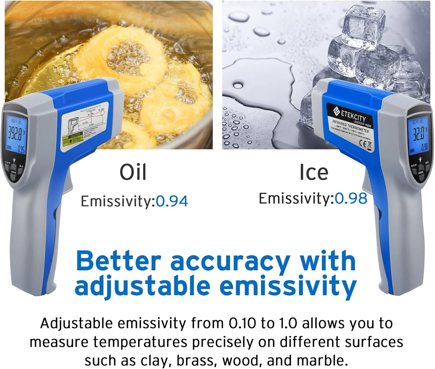 دماسنج لیزری غیر تماسی دیجیتال Etekcity Lasergrip 774، تفنگ دمایی مادون قرمز -50 درجه سانتیگراد تا 380 درجه سانتیگراد، سایز استاندارد 783956540584 دماسنج لیزری غیر تماسی دیجیتال Etekcity Lasergrip 774، تفنگ دمایی مادون قرمز -50 درجه سانتیگراد تا 380 درجه سانتیگراد، سایز استاندارد 783956540584