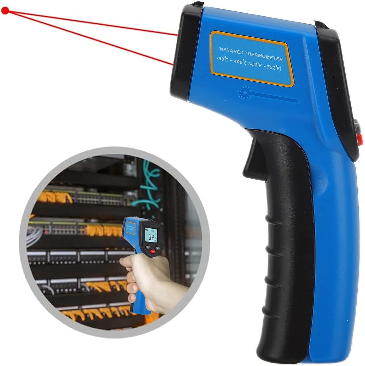 دماسنج مادون قرمز دیجیتال LCD ایوجگوو با دقت بالا، تستر دمای غیر صنعتی -50℃~400℃ (-58℉~752℉) برای آشپزخانه/آشپزی، باربیکیو/خودرو/صنعت دماسنج مادون قرمز دیجیتال LCD ایوجگوو با دقت بالا، تستر دمای غیر صنعتی -50℃~400℃ (-58℉~752℉) برای آشپزخانه/آشپزی، باربیکیو/خودرو/صنعت