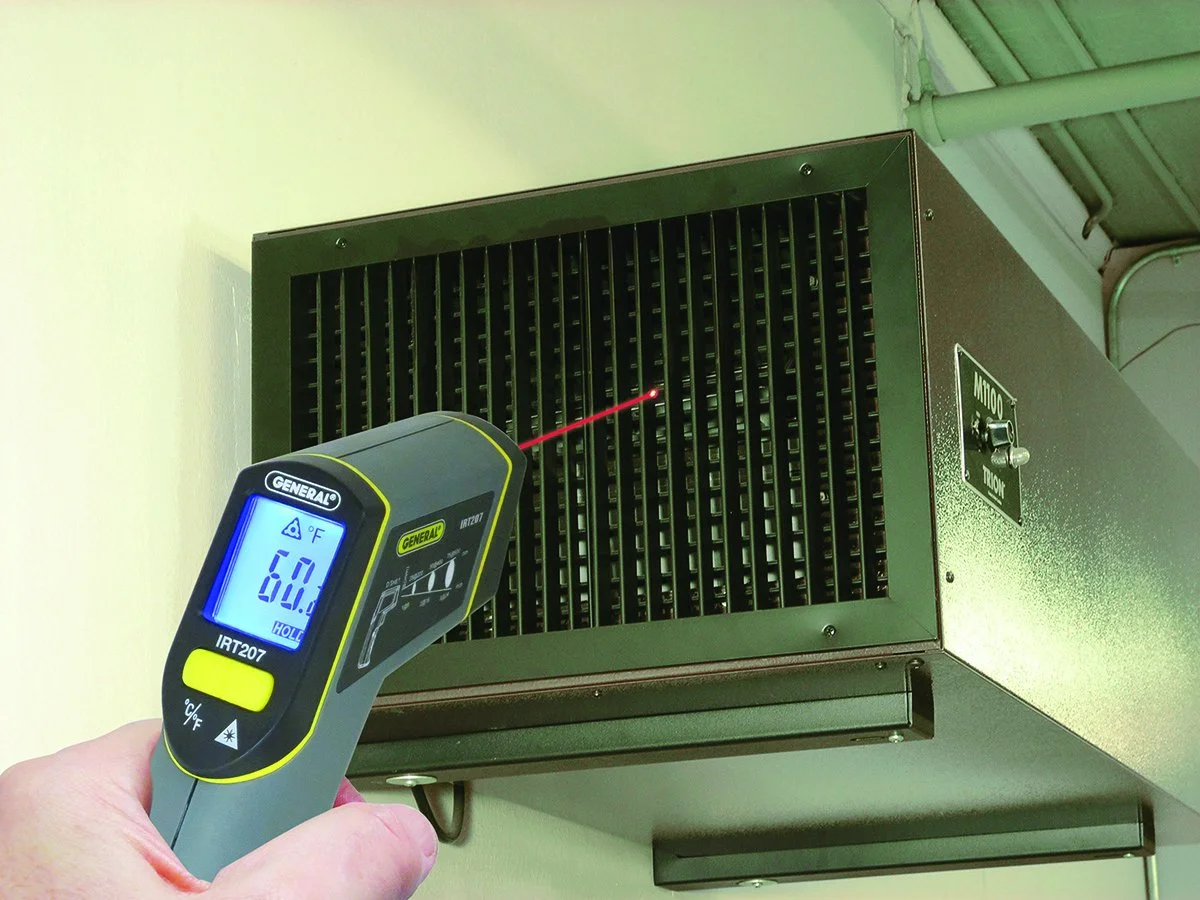 تفنگ دمای لیزری ابزار عمومی IRT207، آشکارساز حرارتی، دماسنج مادون قرمز میان برد 8:1 تفنگ دمای لیزری ابزار عمومی IRT207، آشکارساز حرارتی، دماسنج مادون قرمز میان برد 8:1