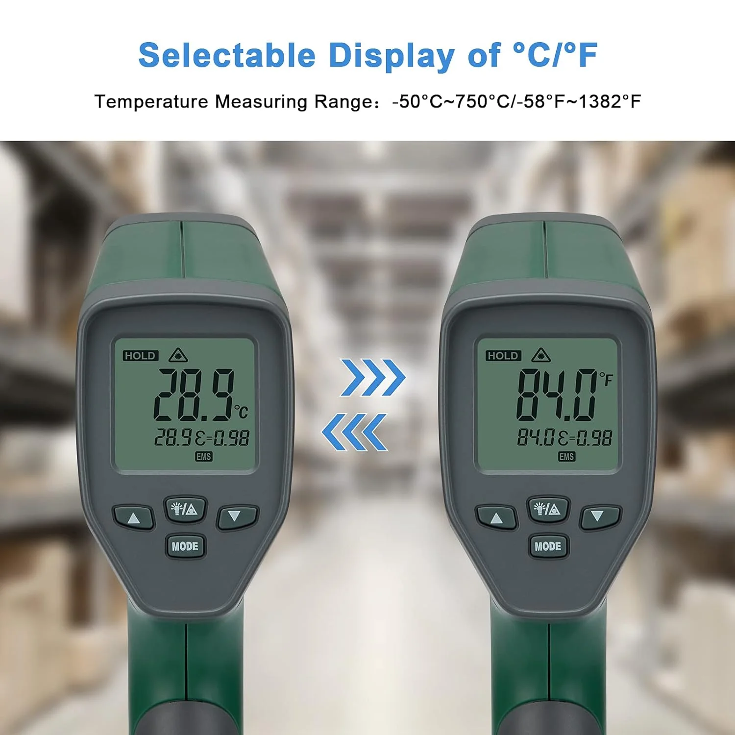 دماسنج لیزری مادون قرمز دیجیتال INKBIRDPLUS، دماسنج های صنعتی غیر تماسی، اندازه گیری دما با لیزر مادون قرمز، -50°C~750°C با قابلیت تنظیم ضریب تشعشع، نور پس زمینه LCD، دقت بالا و نسبت نقطه 16:1 دماسنج لیزری مادون قرمز دیجیتال INKBIRDPLUS، دماسنج های صنعتی غیر تماسی، اندازه گیری دما با لیزر مادون قرمز، -50°C~750°C با قابلیت تنظیم ضریب تشعشع، نور پس زمینه LCD، دقت بالا و نسبت نقطه 16:1