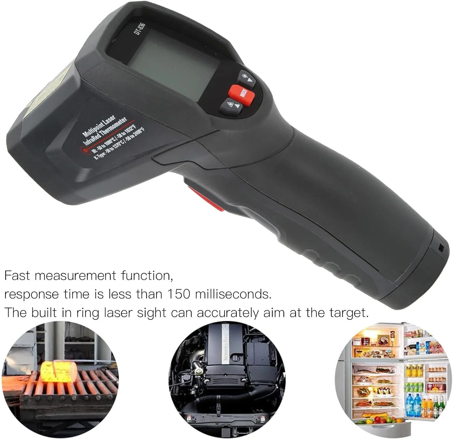 دماسنج مادون قرمز حلقوی DT-836، دماسنج لیزری صنعتی، برای بازرسی ایمنی دماسنج مادون قرمز حلقوی DT-836، دماسنج لیزری صنعتی، برای بازرسی ایمنی