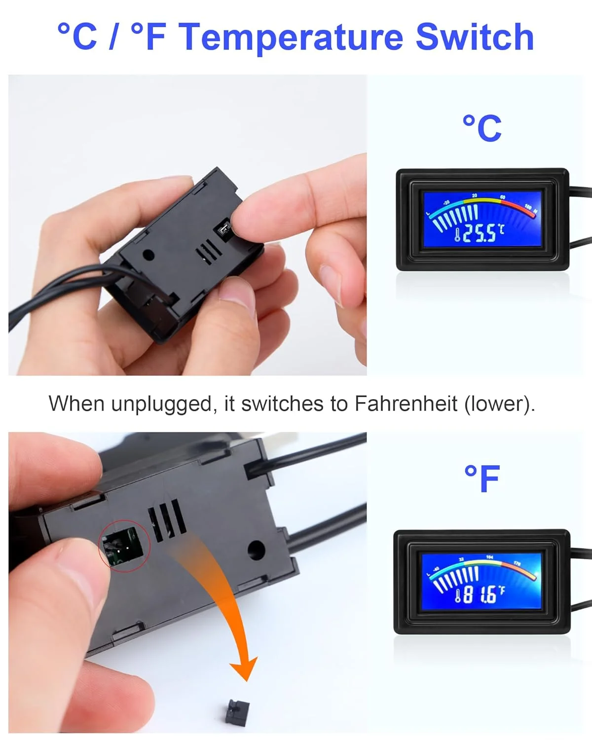 دماسنج دیجیتال Keynice، حسگر دما با منبع تغذیه USB، نمایشگر LCD رنگی فارنهایت و سلسیوس، دقت بالا - مشکی دماسنج دیجیتال Keynice، حسگر دما با منبع تغذیه USB، نمایشگر LCD رنگی فارنهایت و سلسیوس، دقت بالا - مشکی