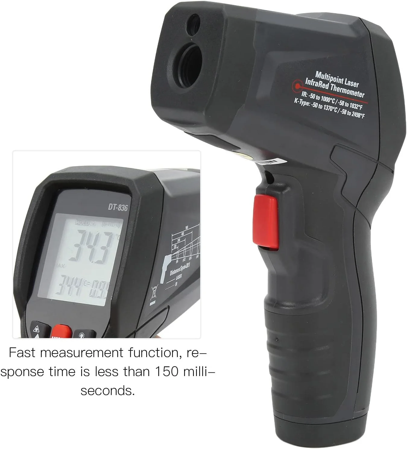 دماسنج مادون قرمز حلقوی DT-836، دماسنج لیزری صنعتی، برای بازرسی ایمنی دماسنج مادون قرمز حلقوی DT-836، دماسنج لیزری صنعتی، برای بازرسی ایمنی