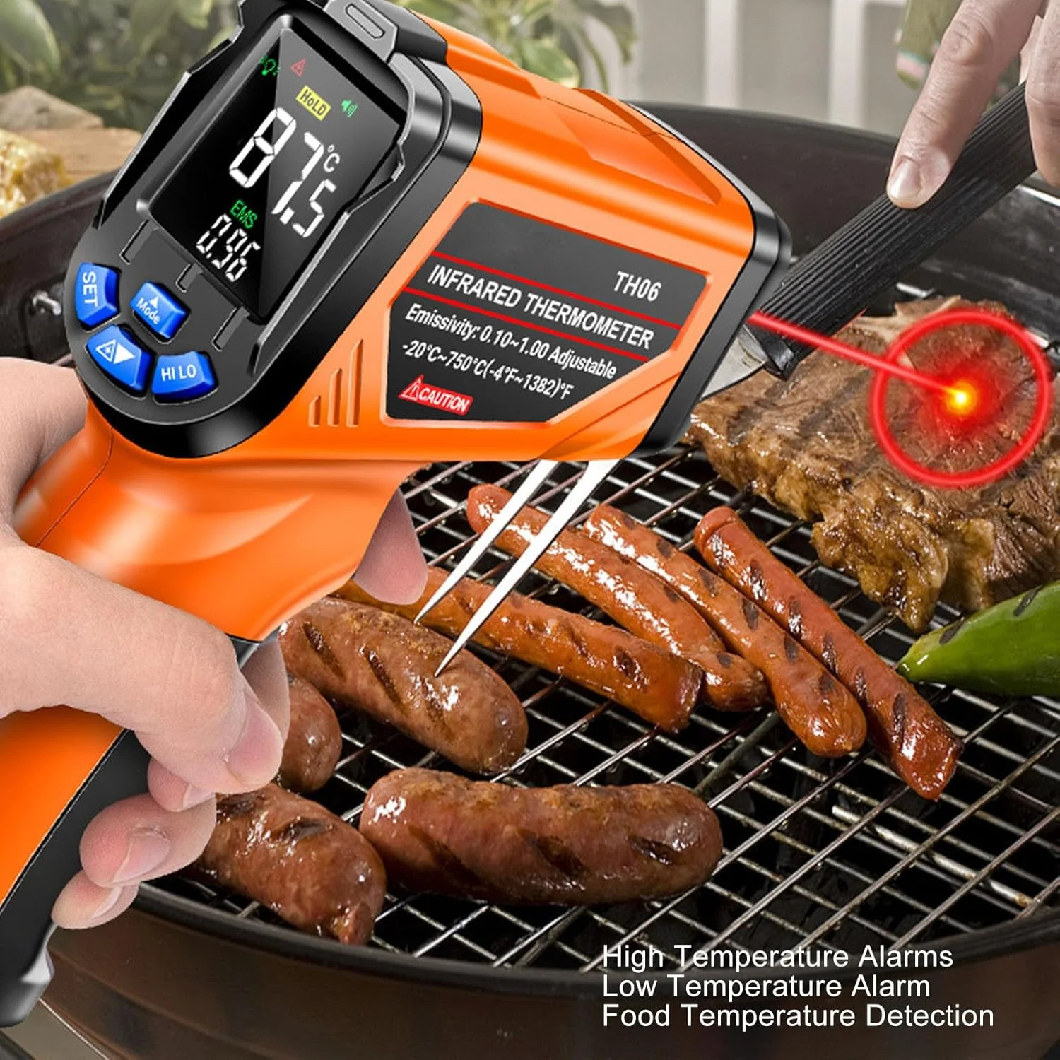 ترمومتر لیزری دیجیتال کیکومی، کاربری آسان، بدنه ABS با قابلیت تنظیم هشدار برای ایمنی مواد غذایی ترمومتر لیزری دیجیتال کیکومی، کاربری آسان، بدنه ABS با قابلیت تنظیم هشدار برای ایمنی مواد غذایی