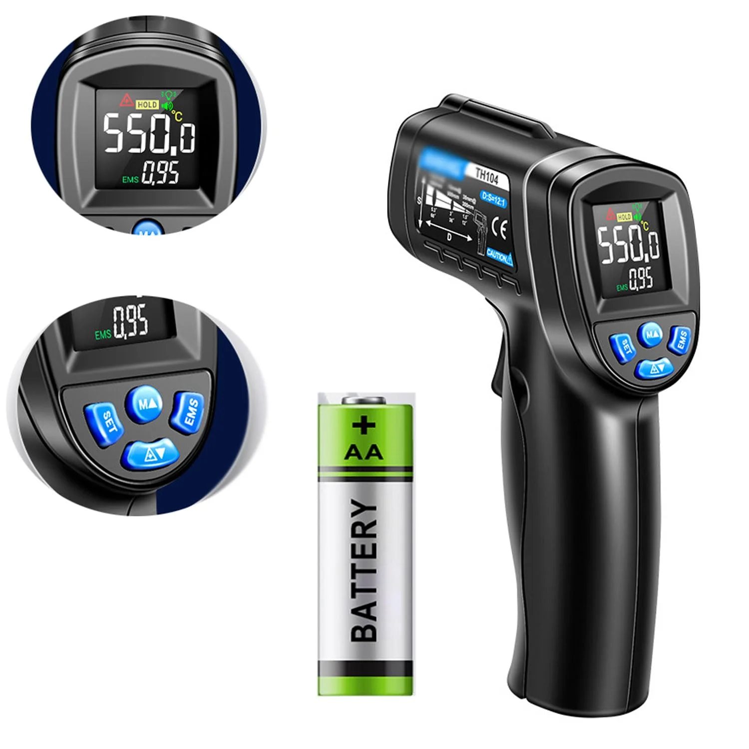 دماسنج سنسور JOSBY، دماسنج حرارتی دستی، ضریب انتشار قابل تنظیم و قابل تغییر، اعلان باتری کم و خاموش شدن خودکار در 20 ثانیه، برای پخت و پز، فر پیتزا، گریل دماسنج سنسور JOSBY، دماسنج حرارتی دستی، ضریب انتشار قابل تنظیم و قابل تغییر، اعلان باتری کم و خاموش شدن خودکار در 20 ثانیه، برای پخت و پز، فر پیتزا، گریل