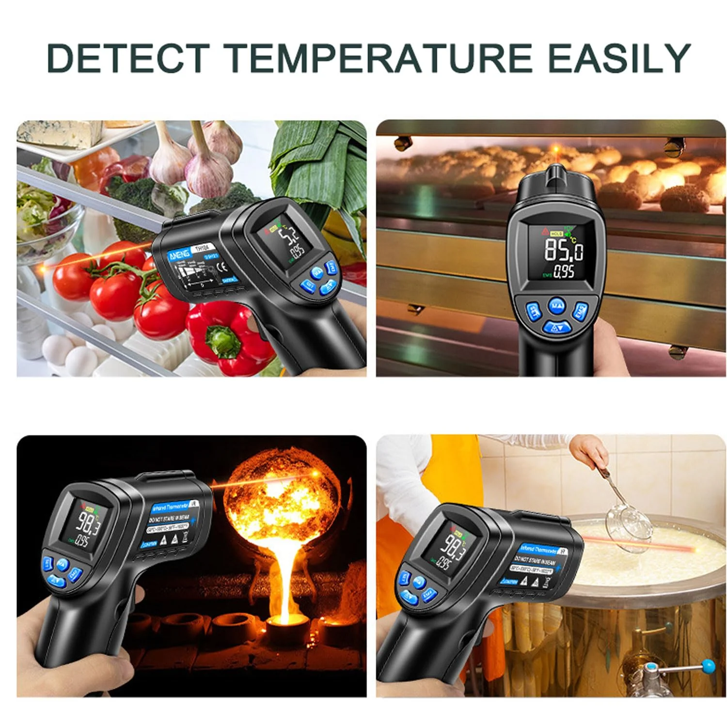 دماسنج سنسور JOSBY، دماسنج حرارتی دستی، ضریب انتشار قابل تنظیم و قابل تغییر، اعلان باتری کم و خاموش شدن خودکار در 20 ثانیه، برای پخت و پز، فر پیتزا، گریل دماسنج سنسور JOSBY، دماسنج حرارتی دستی، ضریب انتشار قابل تنظیم و قابل تغییر، اعلان باتری کم و خاموش شدن خودکار در 20 ثانیه، برای پخت و پز، فر پیتزا، گریل