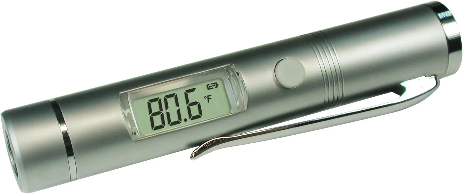 دماسنج مادون قرمز دیجیتال کوچک دارای گواهی UL4200A Reese’s Law برای خزندگان، زمین بازی، خودرو، [ -27.4° تا 428 °F ] (-33° تا 220 °C) نسبت 1:1 D:S، مدل TN002PC بدون لیزر