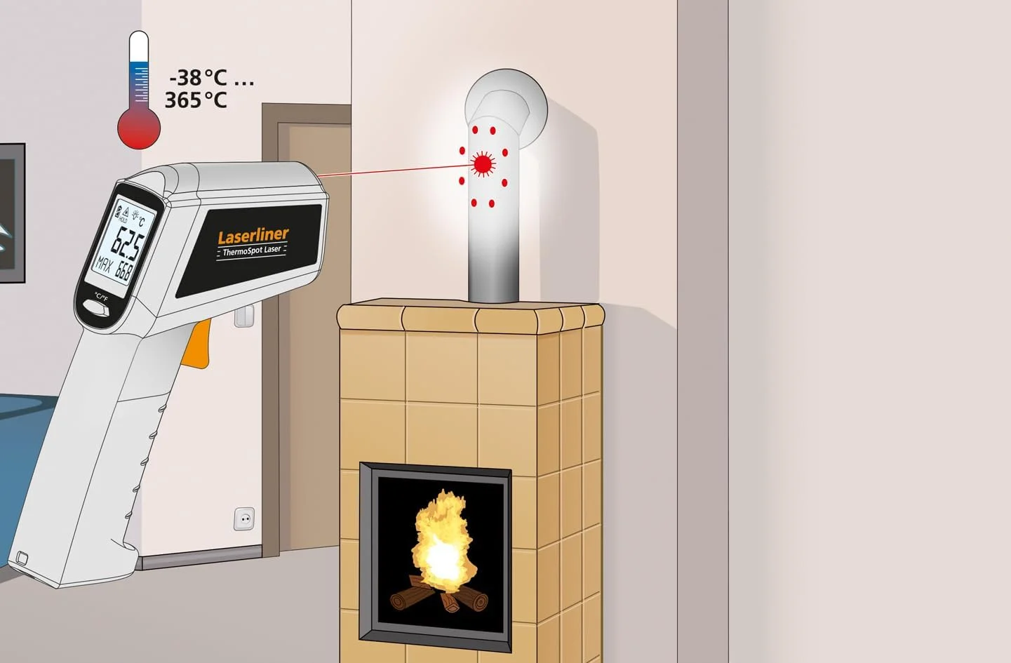 ترمومتر مادون قرمز لیزرلاینر -38°C تا 365°C مناسب برای مصارف صنعتی، تفنگ دمایی لیزری، دستگاه اندازه گیری غیر تماسی، دیجیتال، برای سطوح بیرونی، دمای اتاق داخلی HVAC، عملکرد Auto-Hold ترمومتر مادون قرمز لیزرلاینر -38°C تا 365°C مناسب برای مصارف صنعتی، تفنگ دمایی لیزری، دستگاه اندازه گیری غیر تماسی، دیجیتال، برای سطوح بیرونی، دمای اتاق داخلی HVAC، عملکرد Auto-Hold